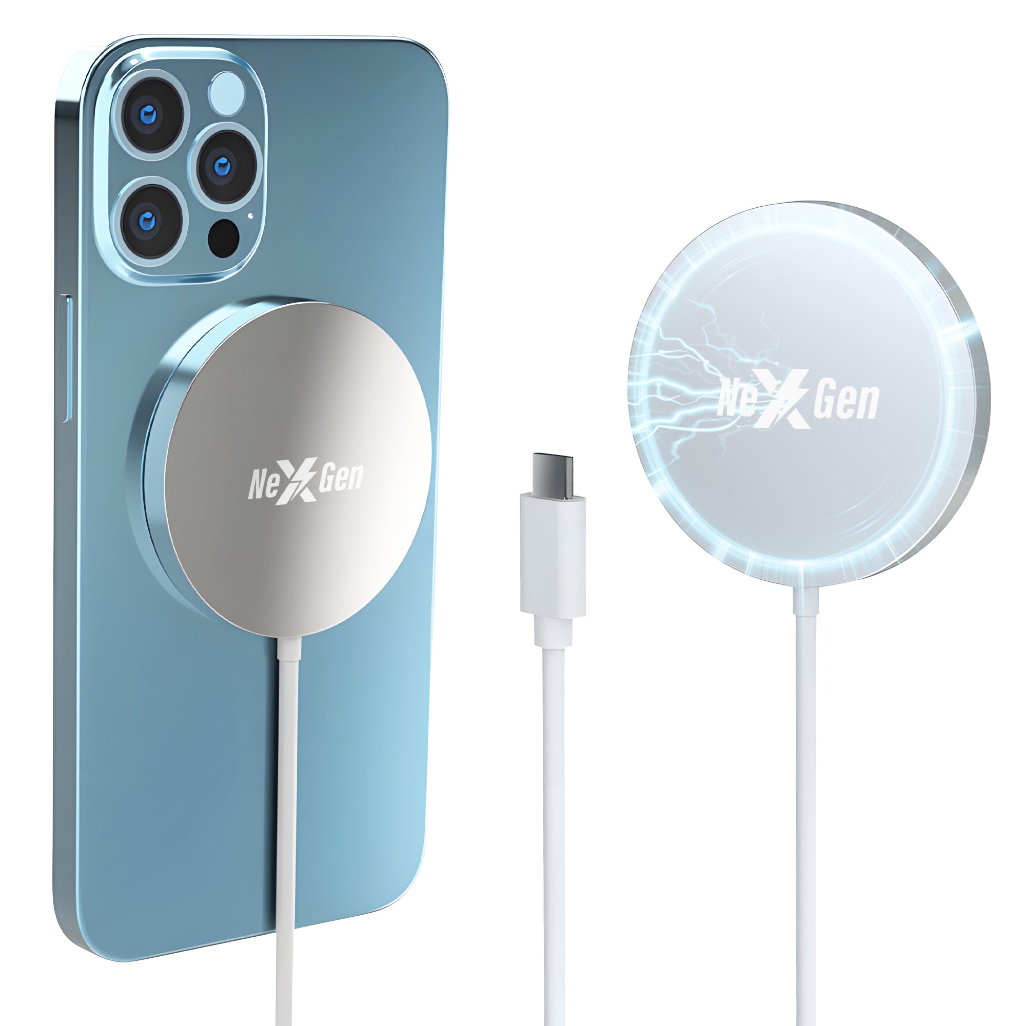 NexGen Magsafe Oplader Zilver Aluminium