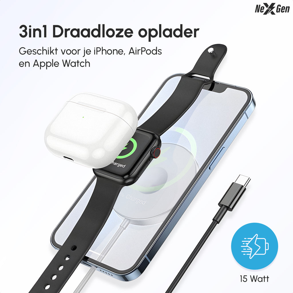 NexGen Magsafe Oplader Zilver Aluminium