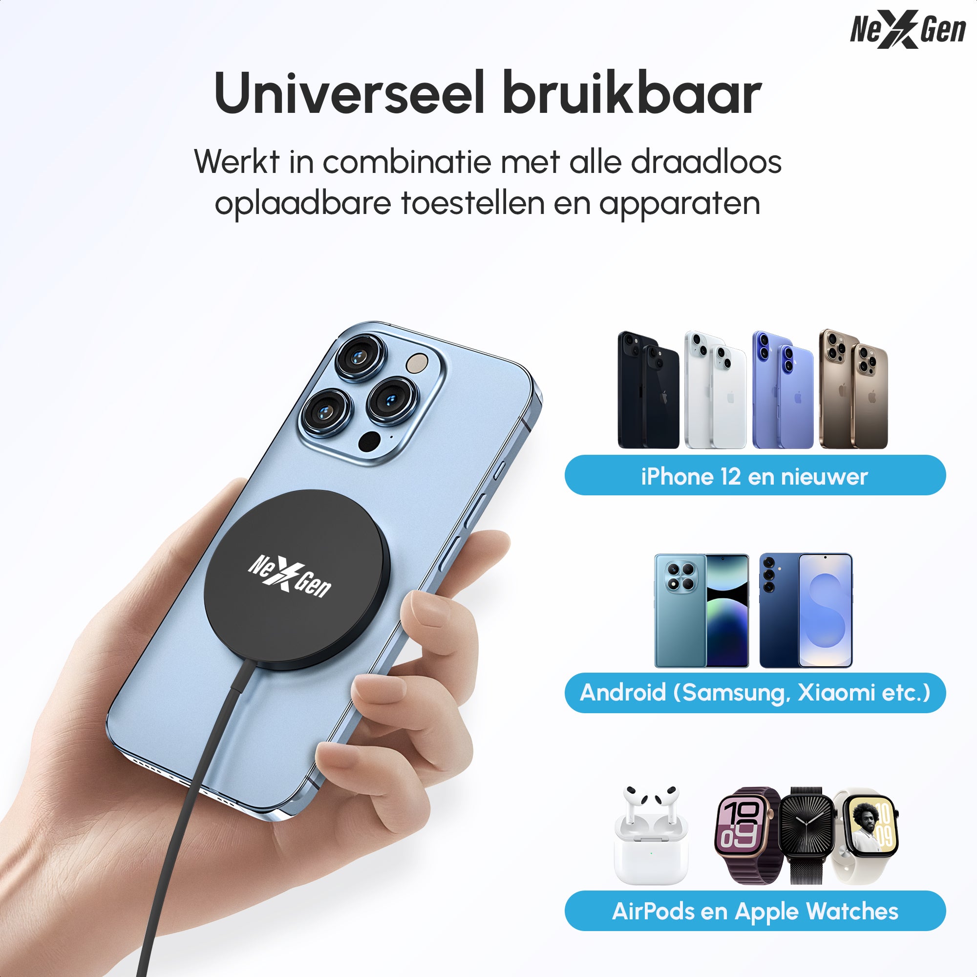 NexGen Magsafe Oplader Zwart Aluminium Bundel