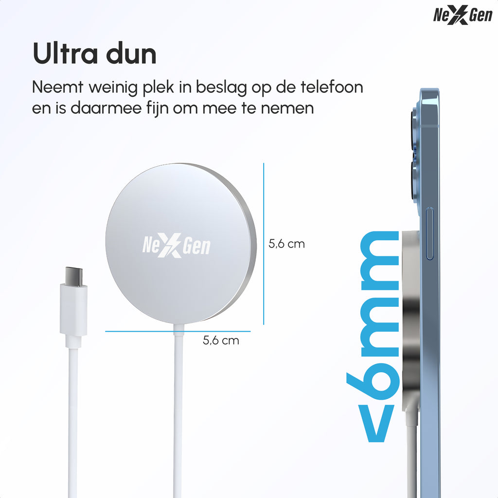 NexGen Magsafe Oplader Zilver Aluminium