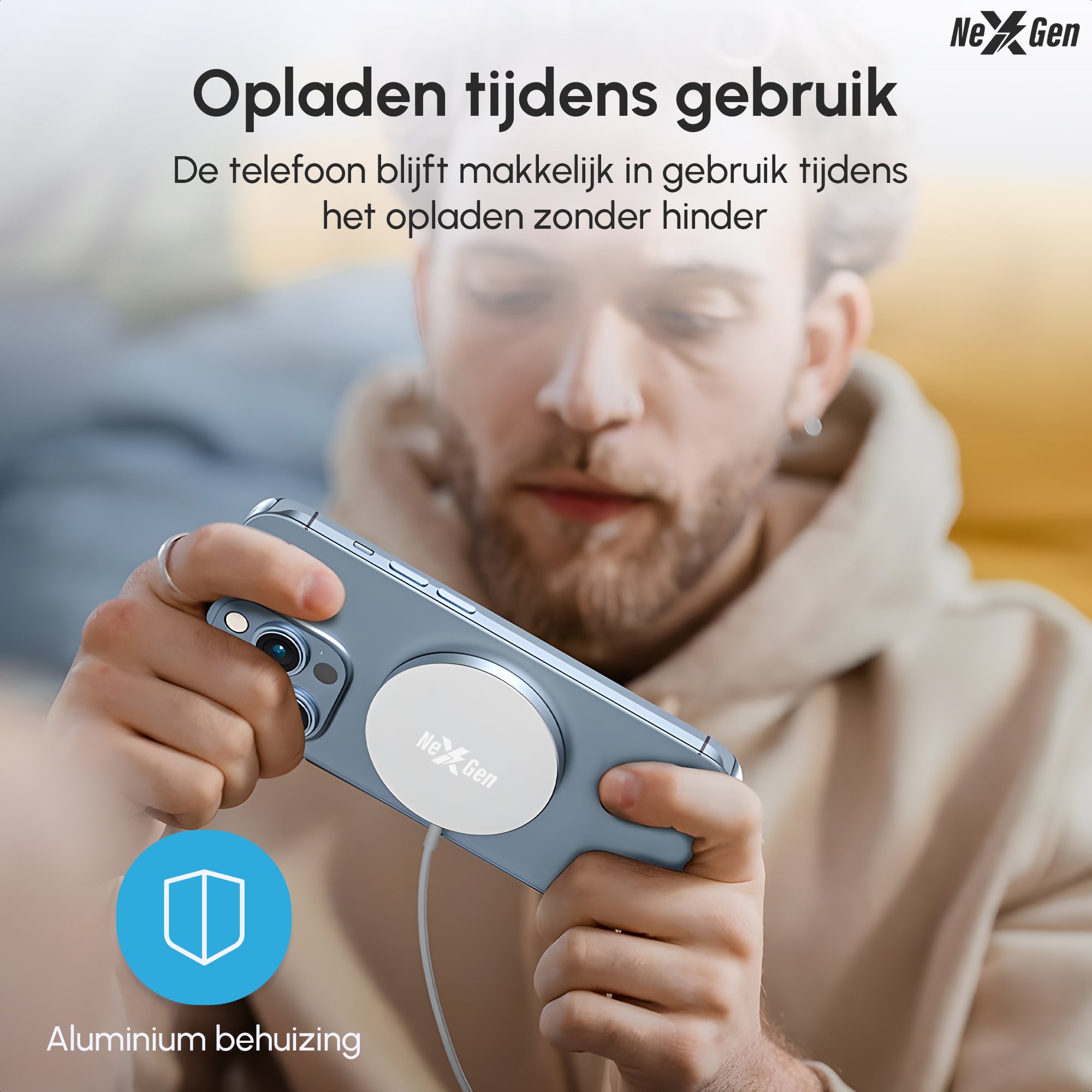 NexGen Magsafe Oplader Zilver Aluminium