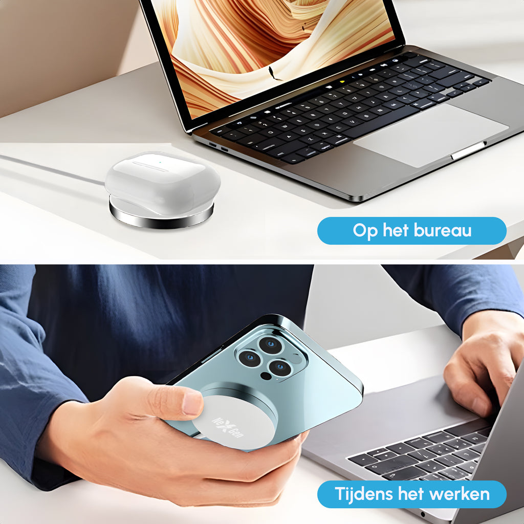 NexGen Magsafe Oplader Zilver Aluminium