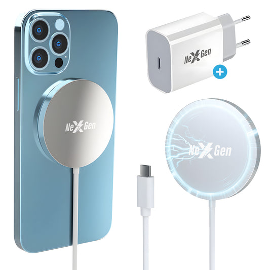 NexGen Magsafe Oplader Zilver Aluminium Bundel