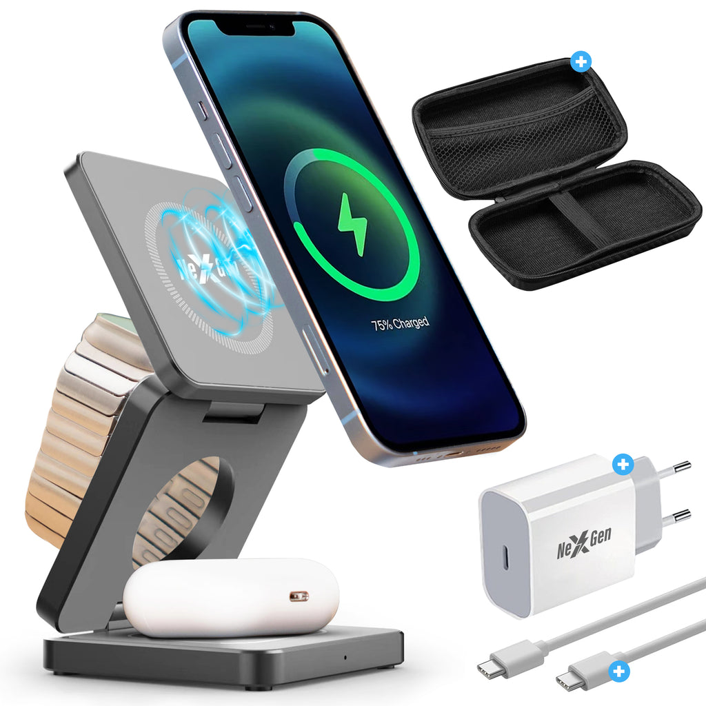NexGen 3 in 1 Draadloze Oplader Bundel Grijs